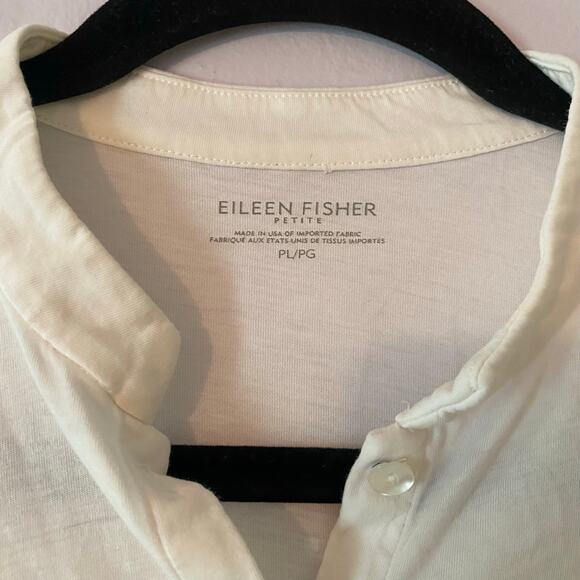 Eileen Fisher Women's size Large Petite White 100% Cotton Button Down Blouse - Picture 2 of 10